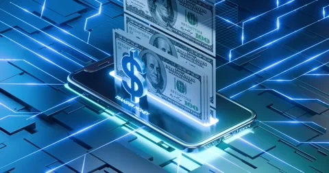 Future world concept of spending money Stock Footage 258317125