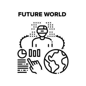 Future World Vector Concept Black Illustration Stock Illustration