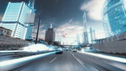 FutureCity Transformation 4K Stock Footage 104113705