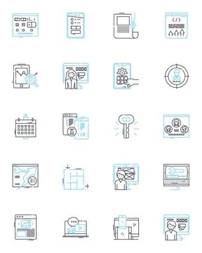 Futures trading linear icons set. Contracts, Futures, Derivatives, Commodities Stock Illustration