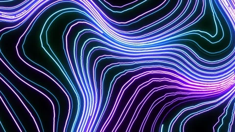Futurestic technology line. Dynamic neon waves in purple and blue creating .. Stock Footage 293486507