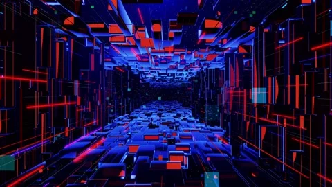 Futurictic technology concept. Dark sci fi looped background. Flight through hi Stock Footage 162695984