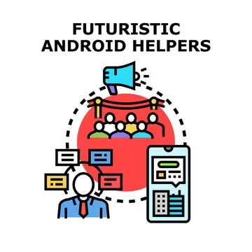 Futurism artificial intelligence system assisting users Stock Illustration