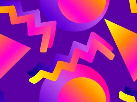 Futurism seamless pattern. Gradient shape in the style of 80s. Synthwave retr Stock Illustration