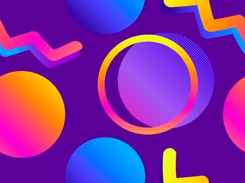 Futurism seamless pattern. Gradient shape in the style of 80s. Synthwave retr Illustrazione stock