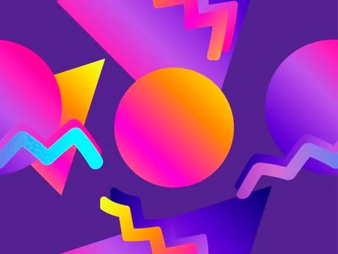 Futurism seamless pattern. Gradient shape in the style of 80s. Synthwave retr Stock Illustration