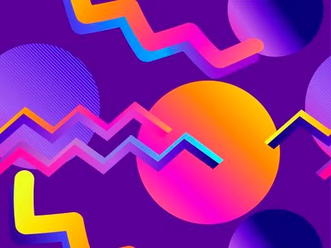Futurism seamless pattern. Gradient shape in the style of 80s. Synthwave retr Stock Illustration