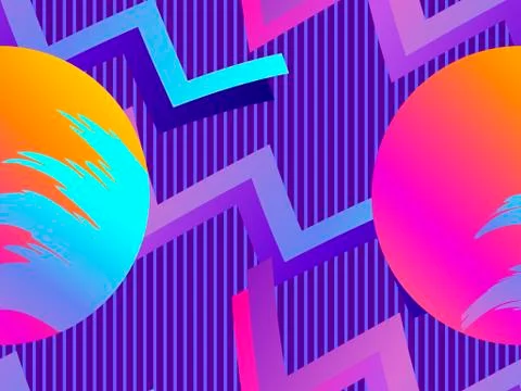 Futurism seamless pattern. Liquid shape in the style of 80s. Synthwave retro  Stock Illustration