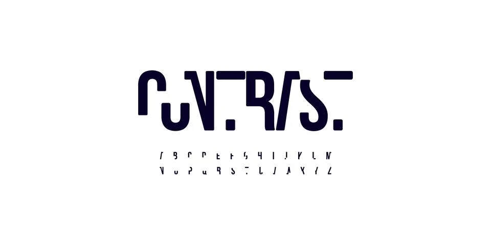 Futurism style alphabet. Bold segment line font, minimalist type for modern Stock Illustration