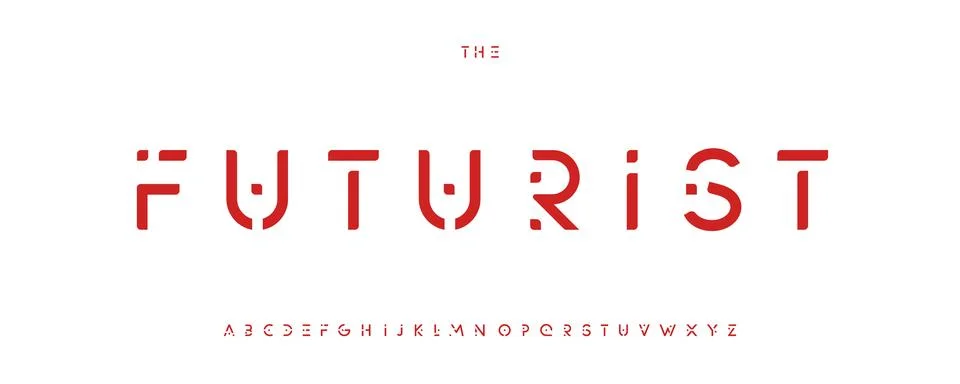 Futurism style alphabet. Thin segment line font, minimalist type for modern Stock Illustration