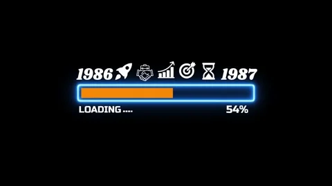 Futuristic 1986 1987 Digital Loading Bar and Glowing Status 4K Video stock 341541968