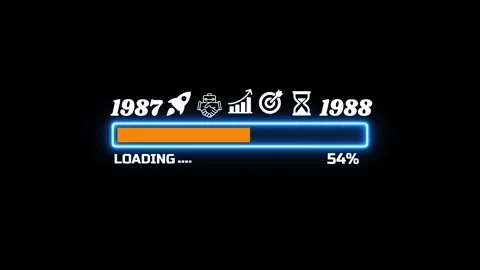 Futuristic 1987 1988 Digital Loading Bar and Glowing Status 4K 10s Video stock 341541960