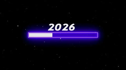 Futuristic 2026 loading bar in deep space Stock Illustration