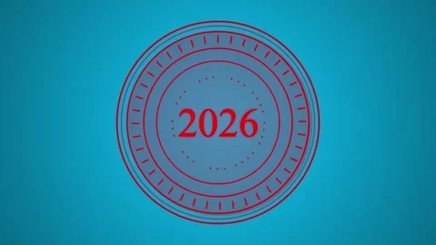 Futuristic 2026 Year Countdown Digital Clock Interface Futuristic Technolog.. Stock Footage 321410222