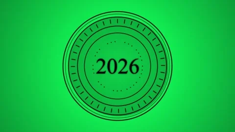 Futuristic 2026 year number graphic with circular clock face design and gre.. Stock Footage 321410197