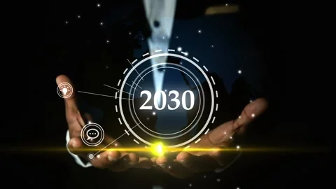 Futuristic 2030 Digital Display in Hands, Hands holding a glowing futuristi.. Видео 327856465
