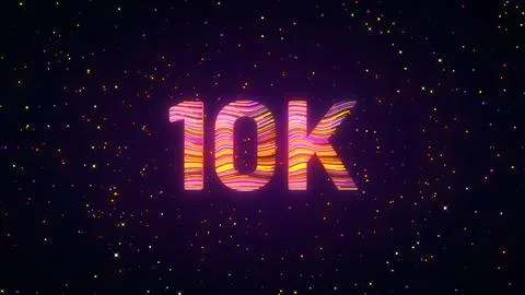 Futuristic 3D 10K Milestone Number With Glowing Colorful Light Trails Stock Illustration
