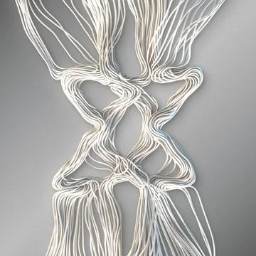 Futuristic 3D abstract white lines symmetrical node Stock Illustration