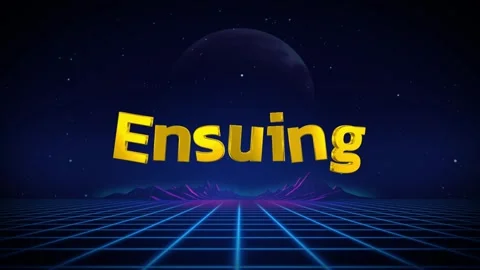 Futuristic 3d animation of ensuin and ensuring text in neon lit grid landscape Stock Footage 337327172
