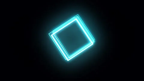 Futuristic 3D animation of glowing rotating square from particles Stock Footage 245076126