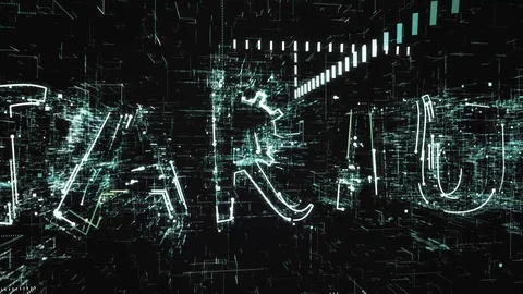 Futuristic 3D animation of Startup text being formed by programming code Stock Footage 90488722
