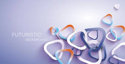 Futuristic 3D background with triangles. Cut paper effect. Geometric scatte.. 스톡 일러스트