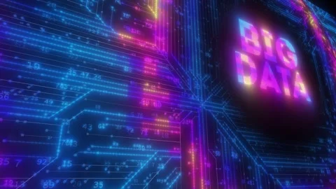 Futuristic 3D Big Data Concept Animation Cyberspace on Black Background backdrop 库存影片 331531931