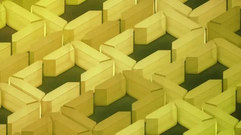 Futuristic 3D Binary Code Grid Animation in Yellow Sci-Fi Loop, 4K Seamless Stock Footage 306900947