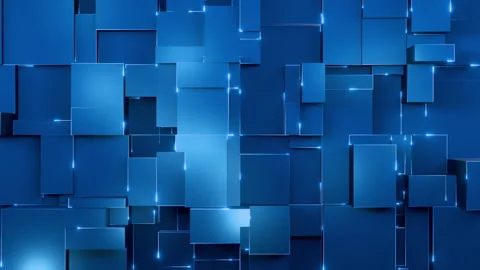 Futuristic 3D Blue Geometric Background with Glow Stock Footage 302492817