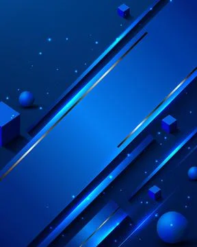 Futuristic 3D blue geometric background featuring glowing neon light effect.. Stock Illustration