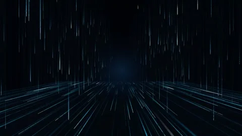 Futuristic 3D cyber grid perspective background, cyan digital light streaks Stock-Footage 342574001