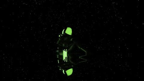 Futuristic 3D device glows in dark. Design. Frightening glowing object in dark Stock Illustration