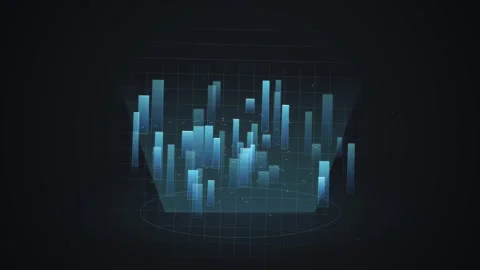 Futuristic 3D Digital Bar Graph Animation with Glowing Blue Data Columns an.. Stock Footage 345694108