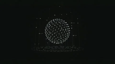 Futuristic 3D digital data sphere animation, rotating plexus globe hologram 库存影片 344232518