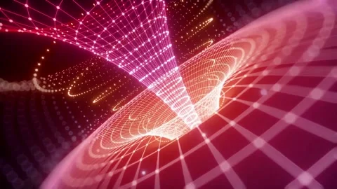 Futuristic 3D Digital Wormhole and Space-Time Concept Video stock 305307333
