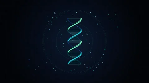 Futuristic 3D DNA Helix Loop Bio Tech Data Animation Stockbeeldmateriaal 346115768