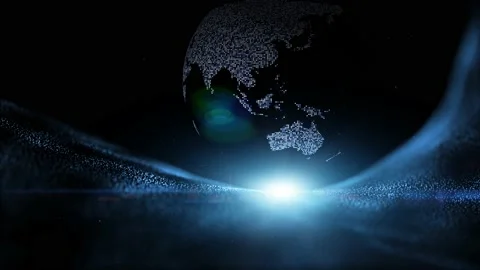 Futuristic 3d earth planet with artificial planet Video stock 228740000