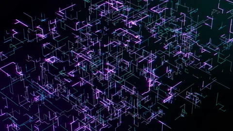Futuristic 3D Footage Virtual Reality Hologram Rendering Network. Stock Footage 134435148