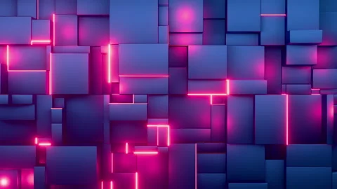 Futuristic 3D Geometric Background with Neon Lights Stock Footage 302492885