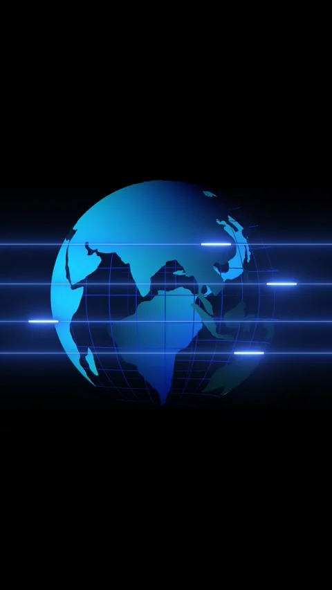 Futuristic 3d globe with blue grid lines and luminous horizontal blue light.. Stock Footage 344729882