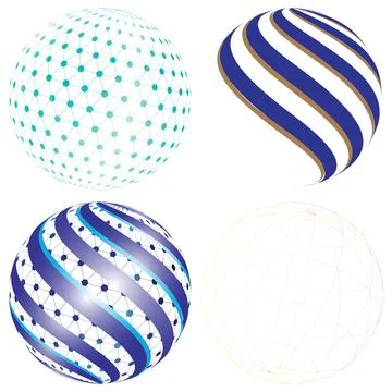 Futuristic 3D Globe Design Collection Abstract Digital Sphere Network Shapes Stock Illustration