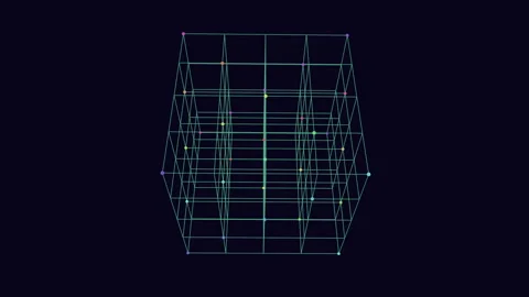 Futuristic 3d grid cube suspended in black space Vídeos de archivo 279586292