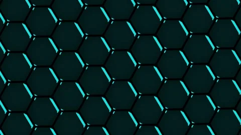 Futuristic 3D hexagon grid with a glowing cyan light wave animatiom Stock Footage 316970230
