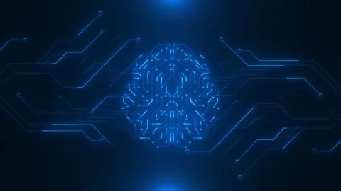 Futuristic 3d Hologram of Human brain Energy Flows In A Futuristic HUD Anatomy Stock Footage 293529990