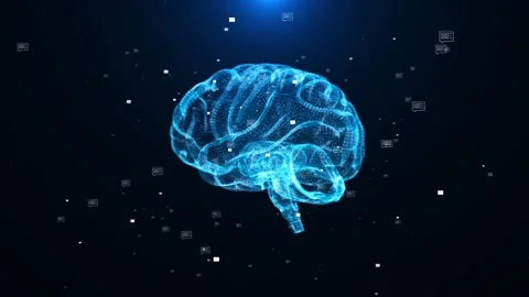 Futuristic 3d Hologram of Human brain Energy Flows In A Futuristic HUD Anatomy Stock Footage 293531460