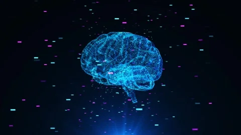 Futuristic 3D Hologram of human brain energy HUD, Abstract Advanced technology Stock Footage 293531621