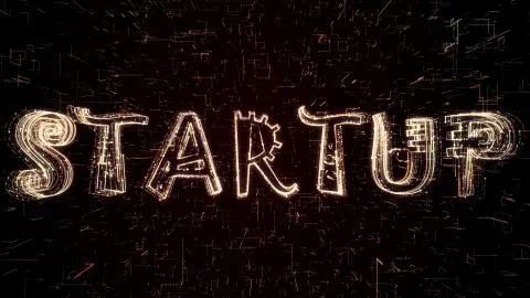 Futuristic 3D illustration of Startup text being formed by programming code Stock Illustration