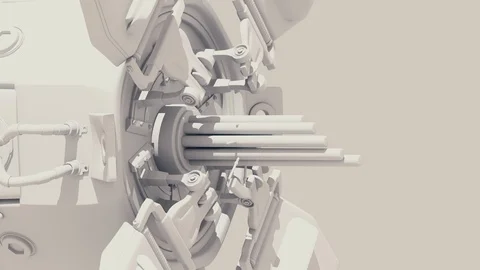 Futuristic 3D industrial mechanical machine in automation Stock Footage 111218874