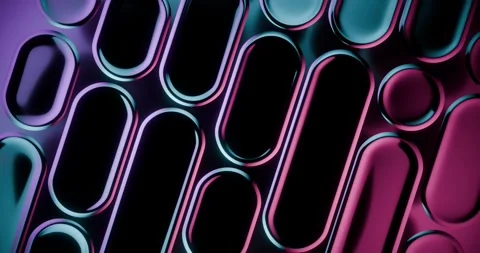 Futuristic 3D Motion Graphics with Glossy Neon Pill Shapes 動画素材 345062264