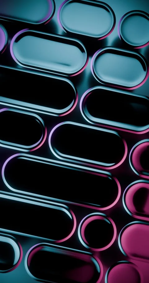 Futuristic 3D Motion Graphics with Glossy Neon Pill Shapes - Looping Vertic.. Stock-Footage 345500058